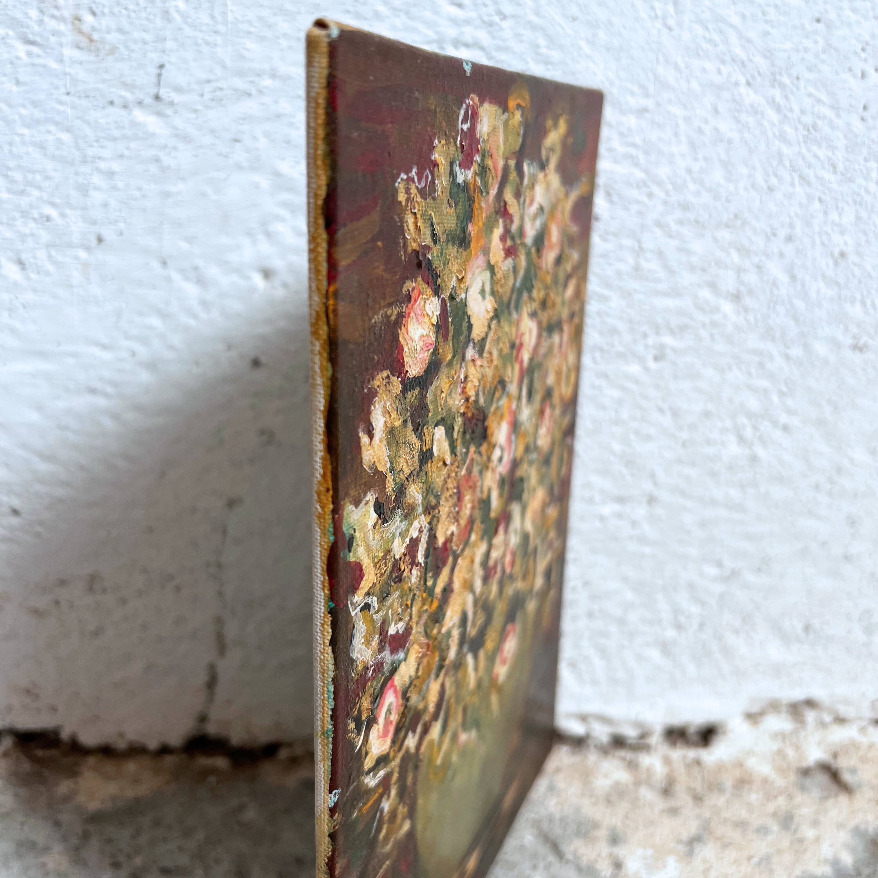 Painting vase with bouquet of flowers