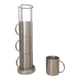 4 Grandes Tasses en inox et son support métallique