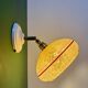 Vintage wall lamp with yellow clichy glass shade and red trim