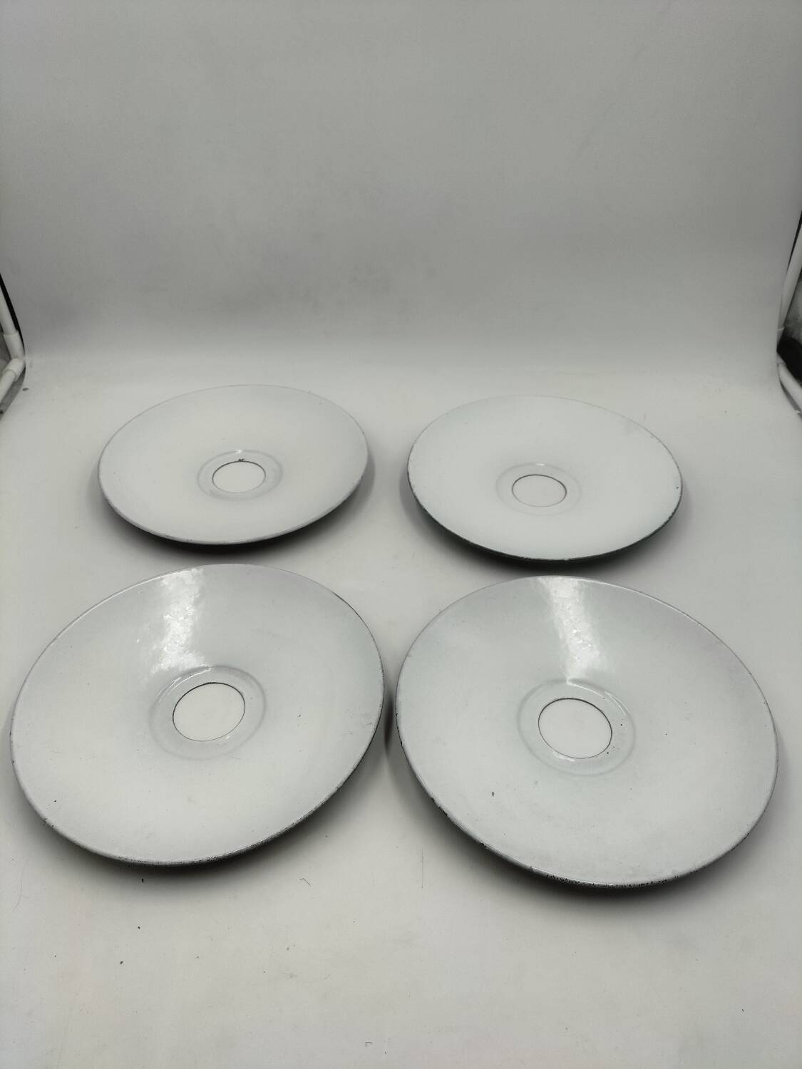 4 enameled sheet metal lampshades