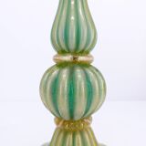 Murano turquoise lamp and pink silk lampshade 1940