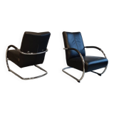 Pair of tubular armchairs