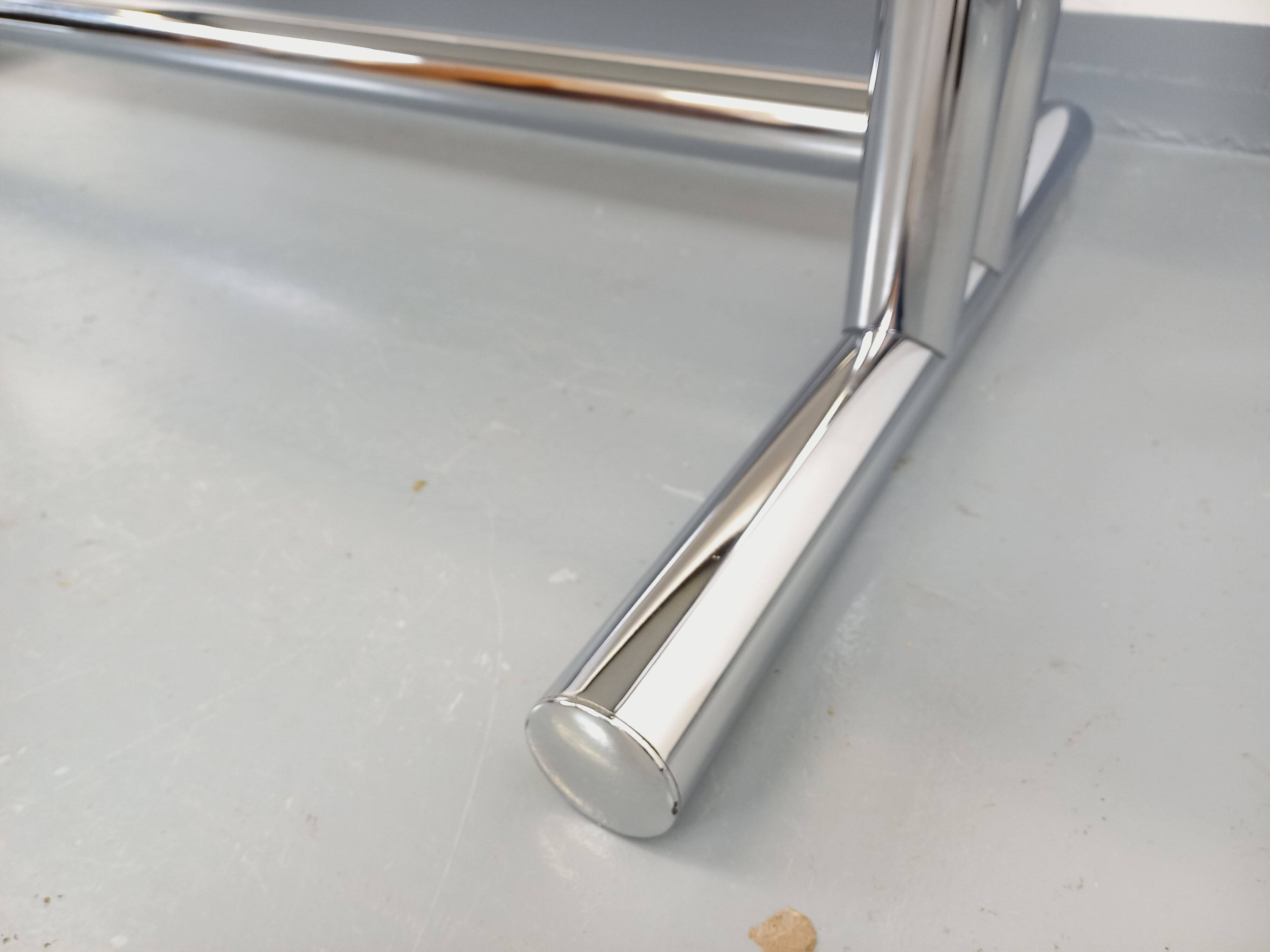 Vintage walnut and chrome metal desk from the 1970s.