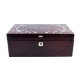 Wooden and mother-of-pearl cigar box