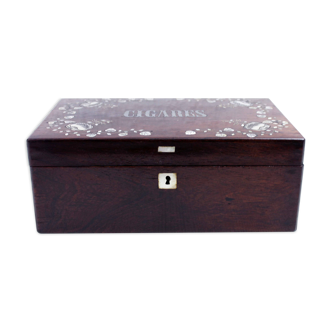 Wooden and mother-of-pearl cigar box