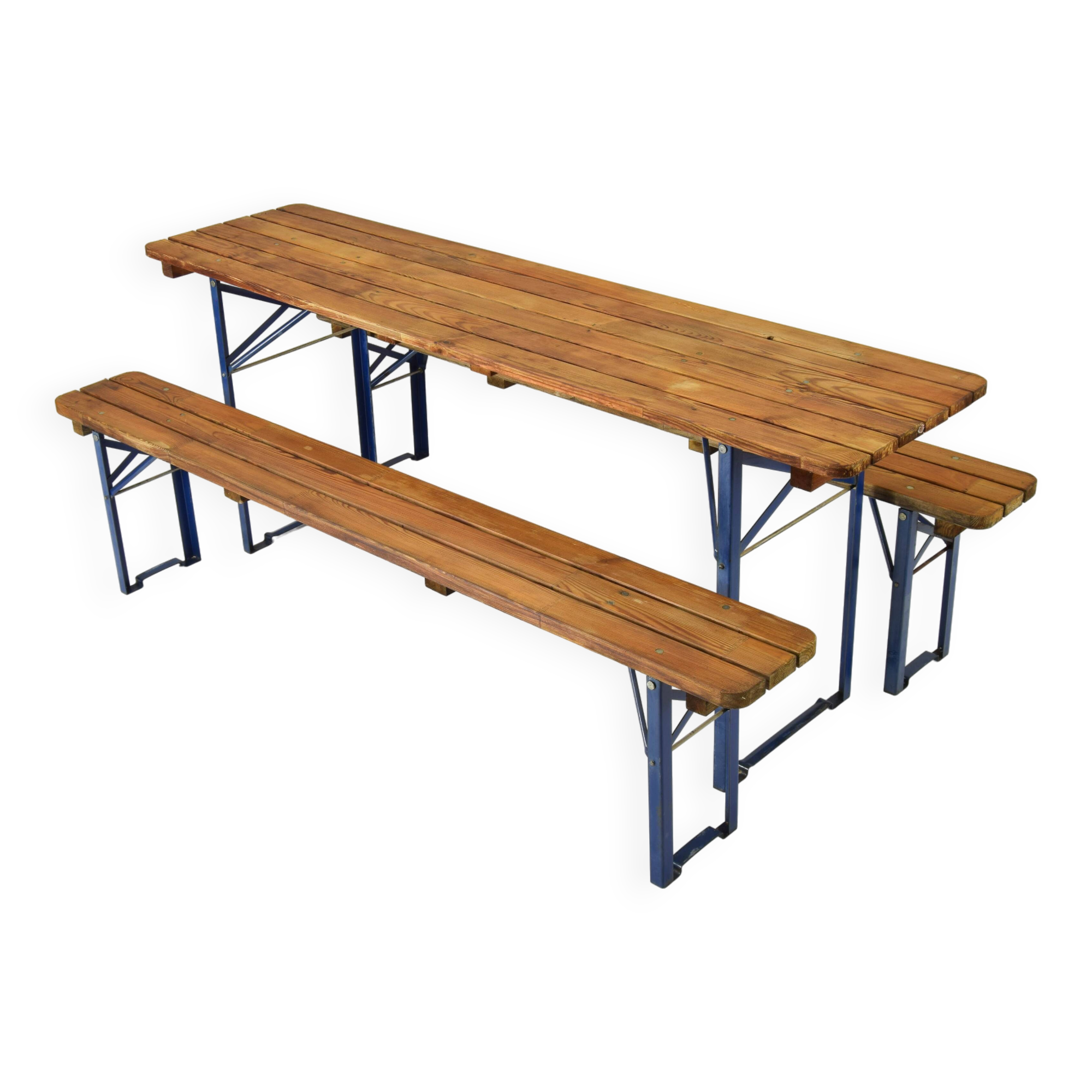 German Folding Garden or Picnic Vintage Table and Benches 70s