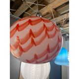 Contemporary Red and White Sphere Pendant in Glass