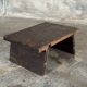 Small auxiliary stool in dark brown upcycled teak wood, engraved (3275)
