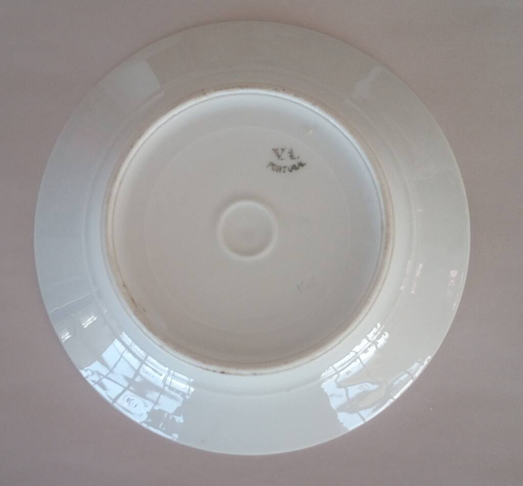 Vintage Vista Alegre 4 Dessert Porcelain Plates Hand Painted with Pink Rose