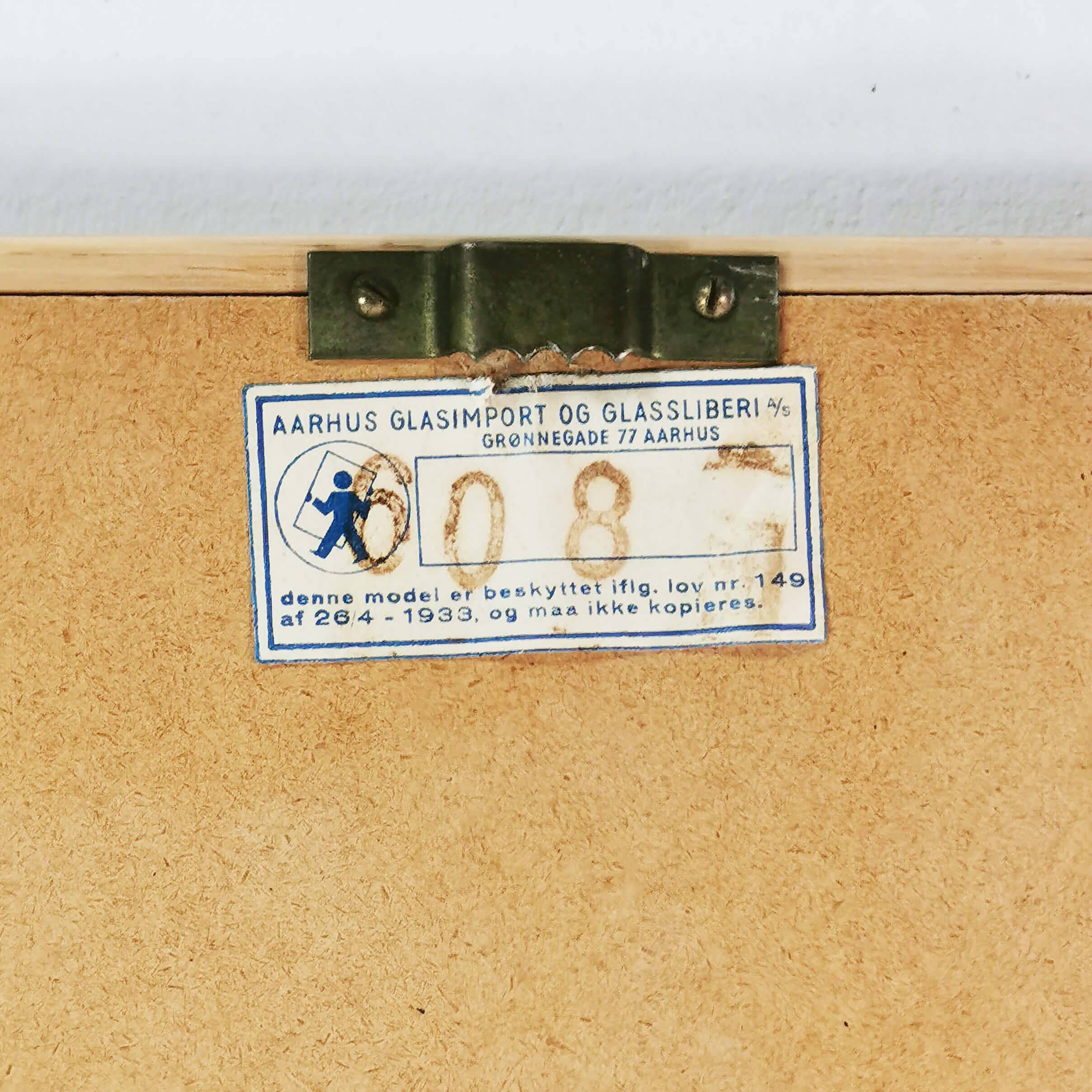 Miroir mural minimaliste, Aarhus Glasimport, Danemark, années 1960