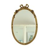French Oval Mirror with Bow Roses Louis XVI Gold 45cm
