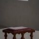 Danish sculpted oak stool from the mid-20th century with a red leather seat, 1950s.