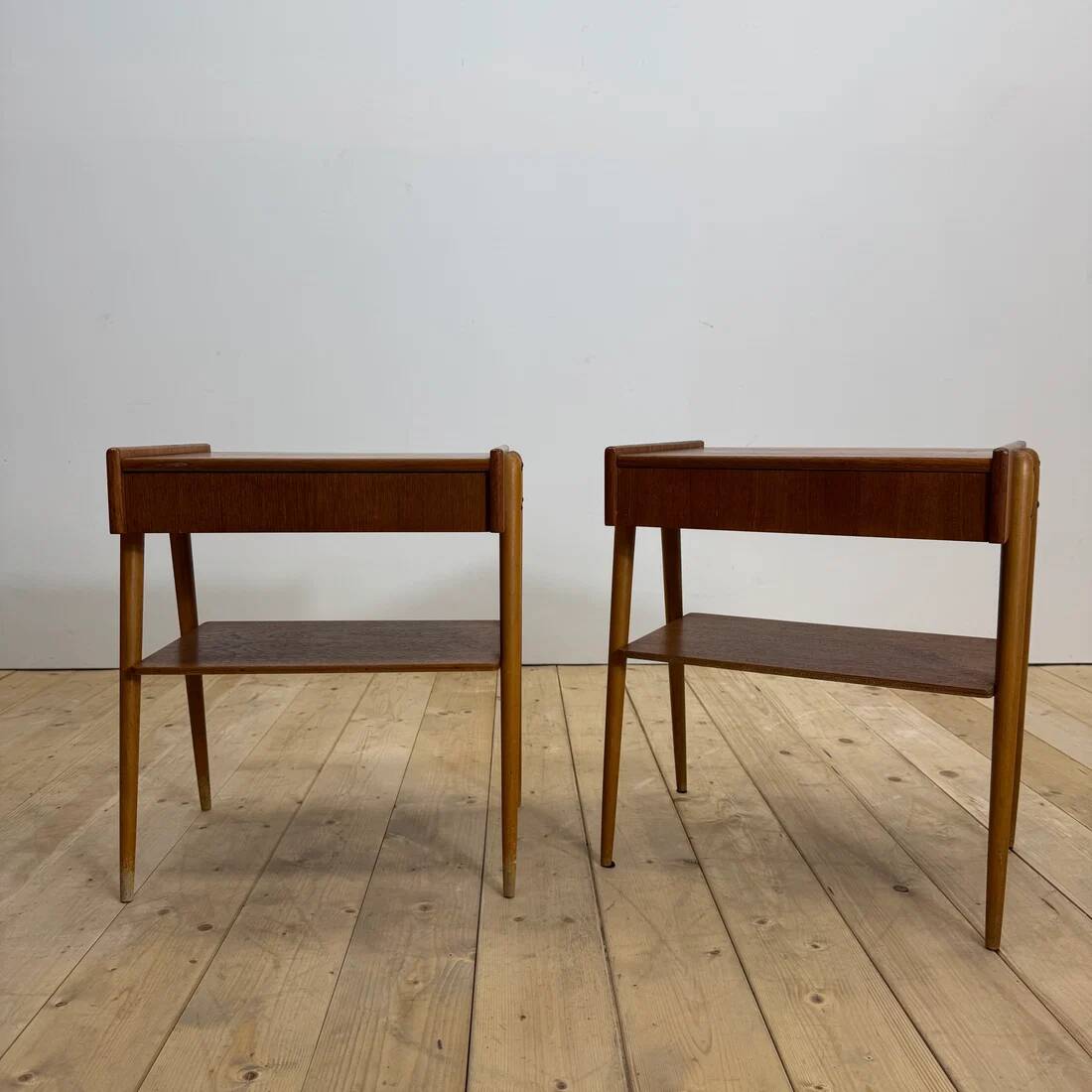 Pair of teak bedside tables by AB Carlström, 1960