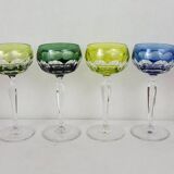 Set of 6 Val Saint Lamb crystal colored wine glasses