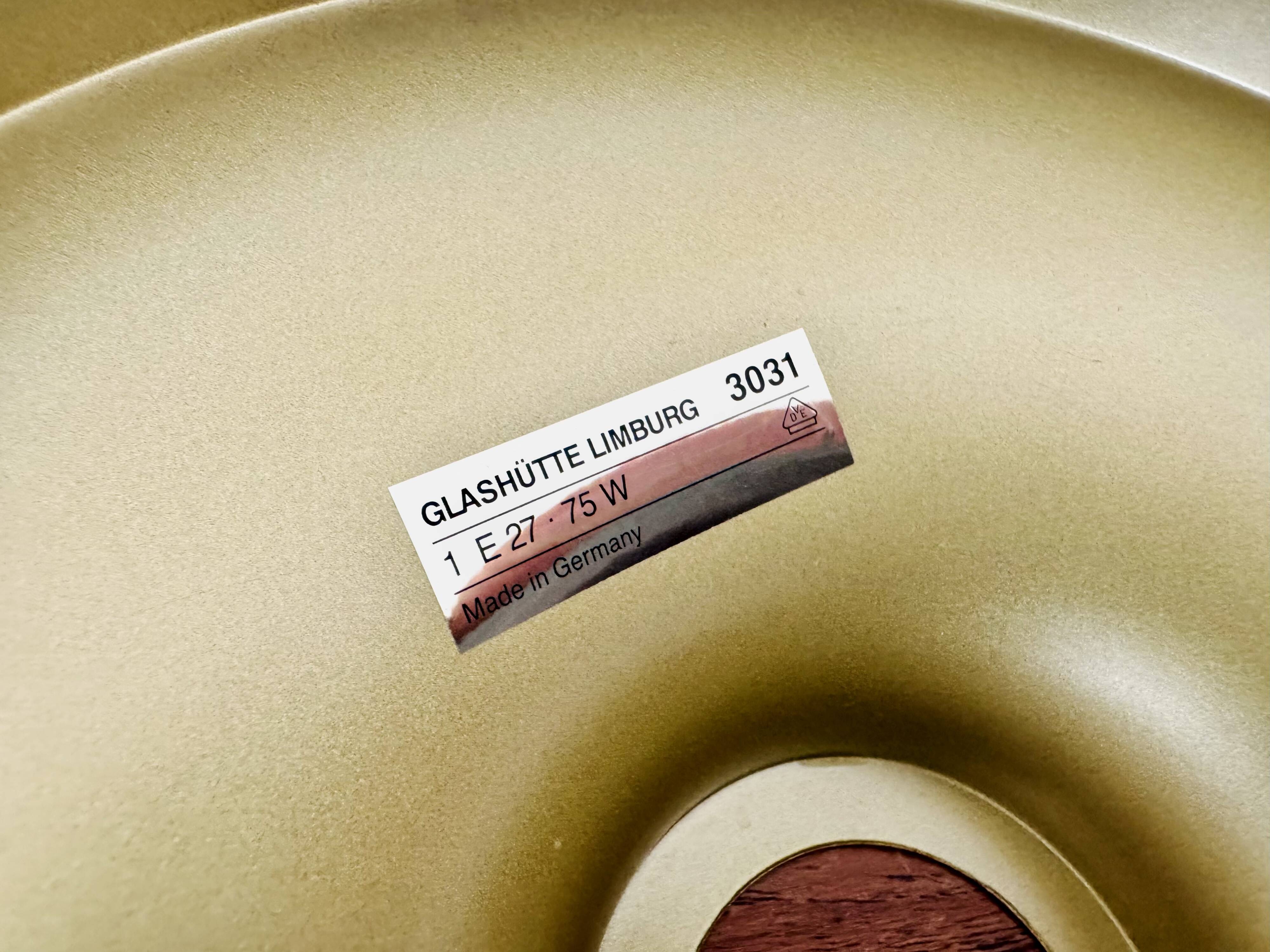 Brass and Glass Flush Light by Glashütte Limburg