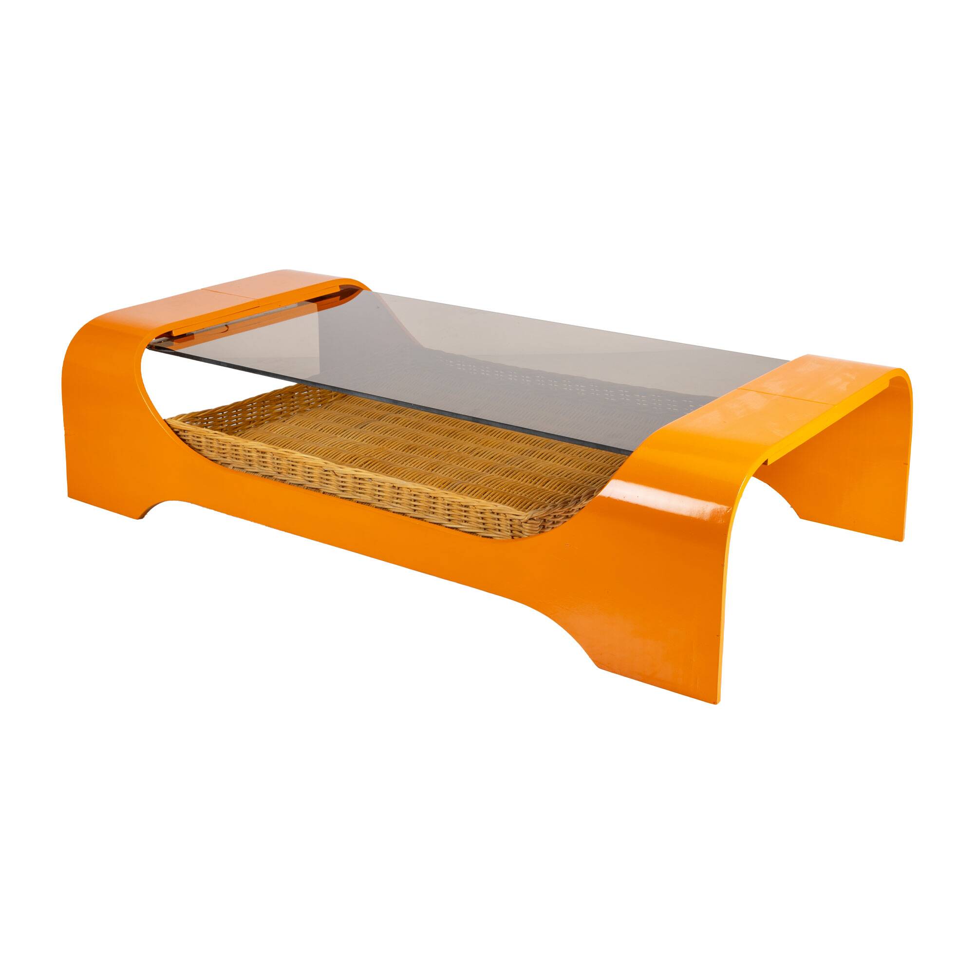 Orange and Smoke Space Age Couch Table