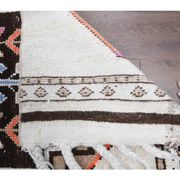 1980s Vintage Turkish Hand-Knotted Wool Cotton White Runner Rug 75x385