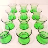 12 Art-Deco aperitif glasses in crystal and sea uraline