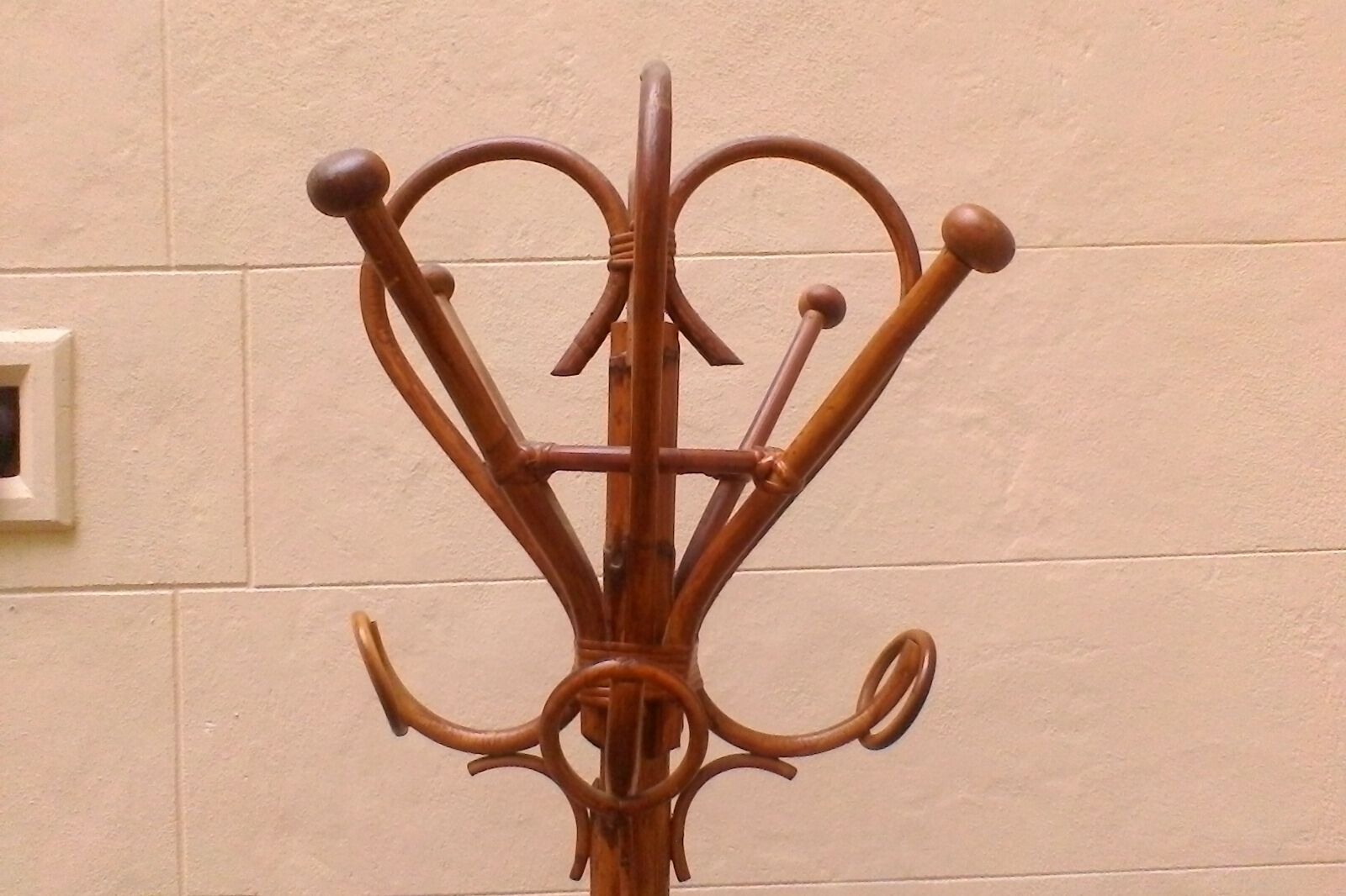 Rattan coatrack