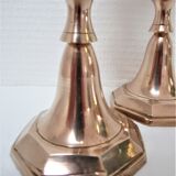 Paire de bougeoirs laiton massif néo classiques années 60