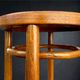 Antique high bistro stool in curved wood with a floral decorated top, Thonet style – around 1900