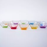 Set of square glass bowls, Italian design, 1980s, made in Italy