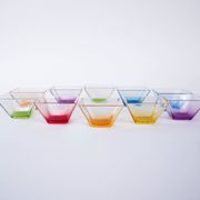 Set of square glass bowls, Italian design, 1980s, made in Italy