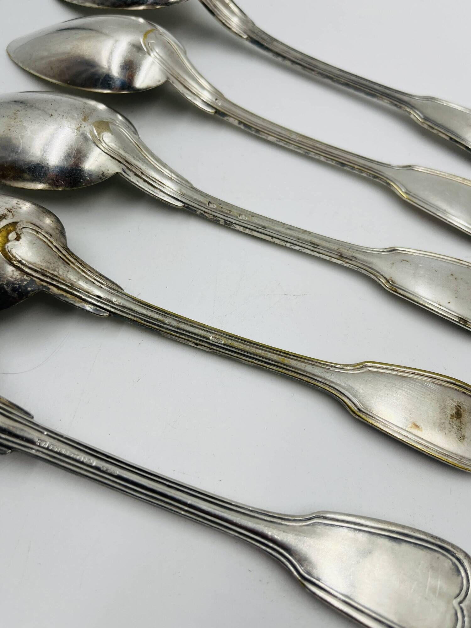Lot of 6 Silver-Plated Metal Soup Spoons Wiskemann