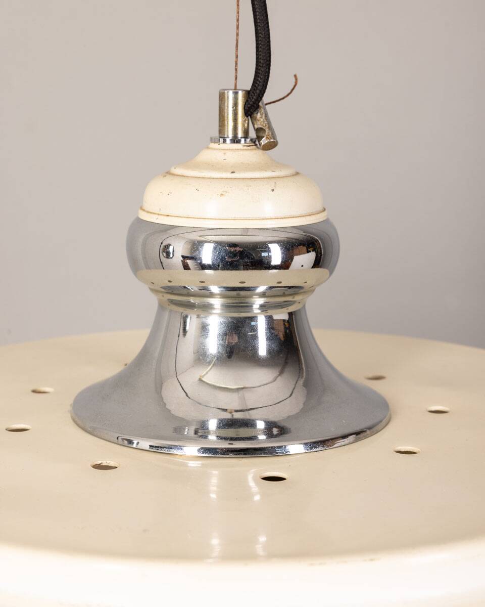 70s vintage chandelier in white metal Italian design