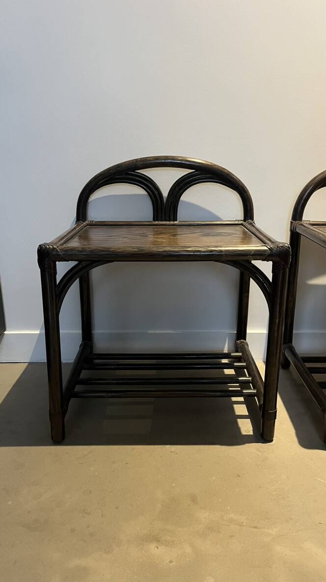 Pair of rattan bedside tables or end tables