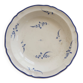 Vintage Lunéville K&G ivory earthenware shallow dish - Blue floral decoration