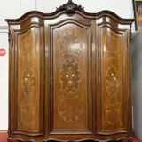 Louis XV wardrobe curved on all sides in precious wood marquetry circa 1900