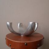 Candle holder candlestick candelabra in aluminum silver metal scandinavian design decorative object