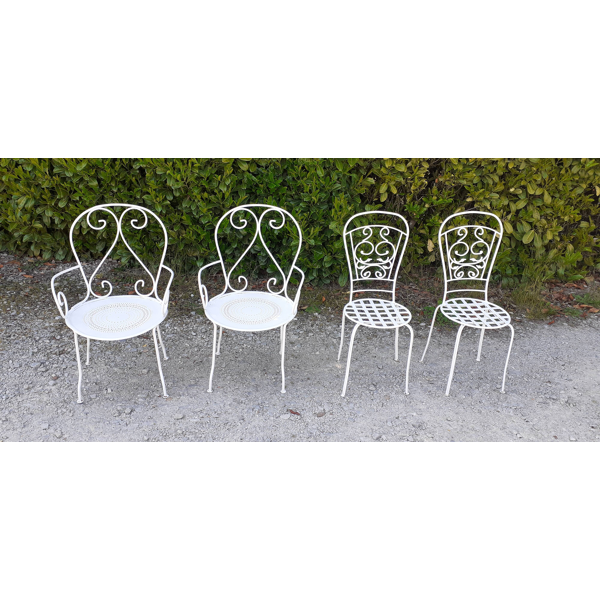 Garden Furniture 1 Table 2 Armchairs Chairs Old White Wrought Iron Selency Garden Furniture 1 Table 2 Armchairs, White Wrought Iron Garden Furniture Uk