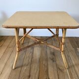 Table basse en rotin et bambou années 60