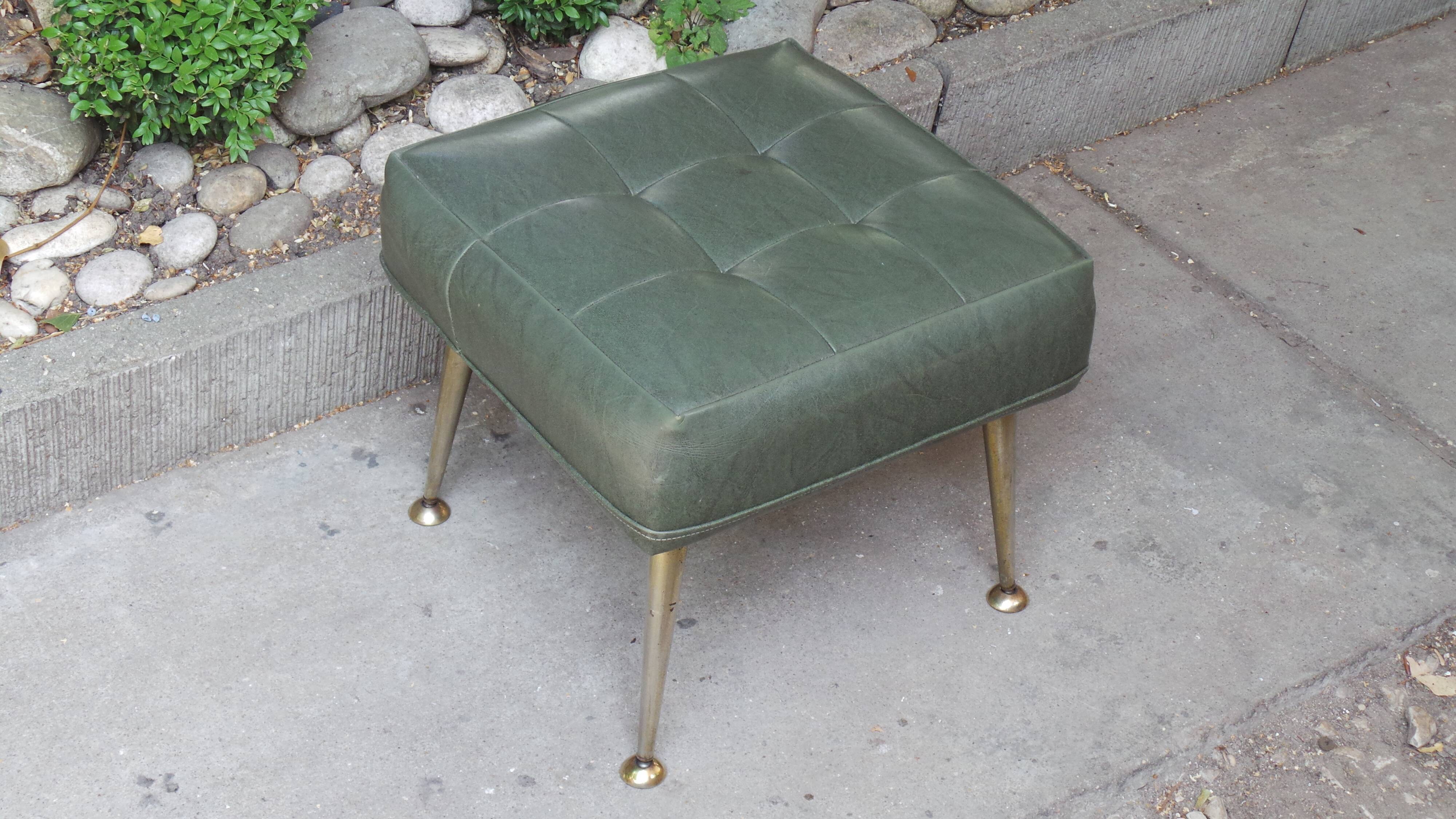 Stool footrest in green skaï
