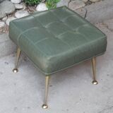 Stool footrest in green skaï