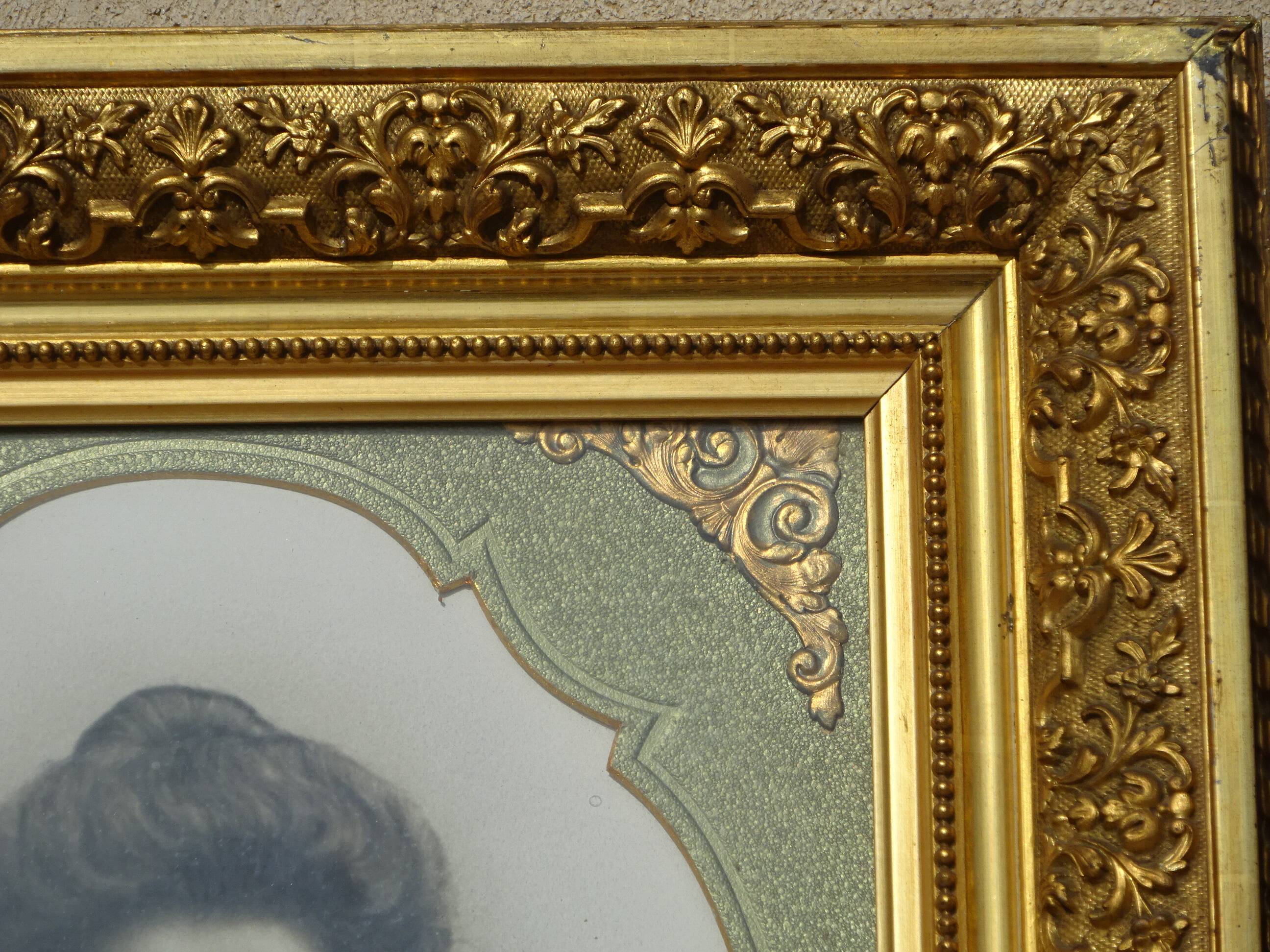 old photo portrait in golden frame (54x62 cm), 1910
