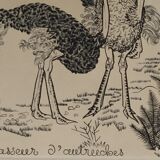 Engraving "Ostrich Hunter" 1950s