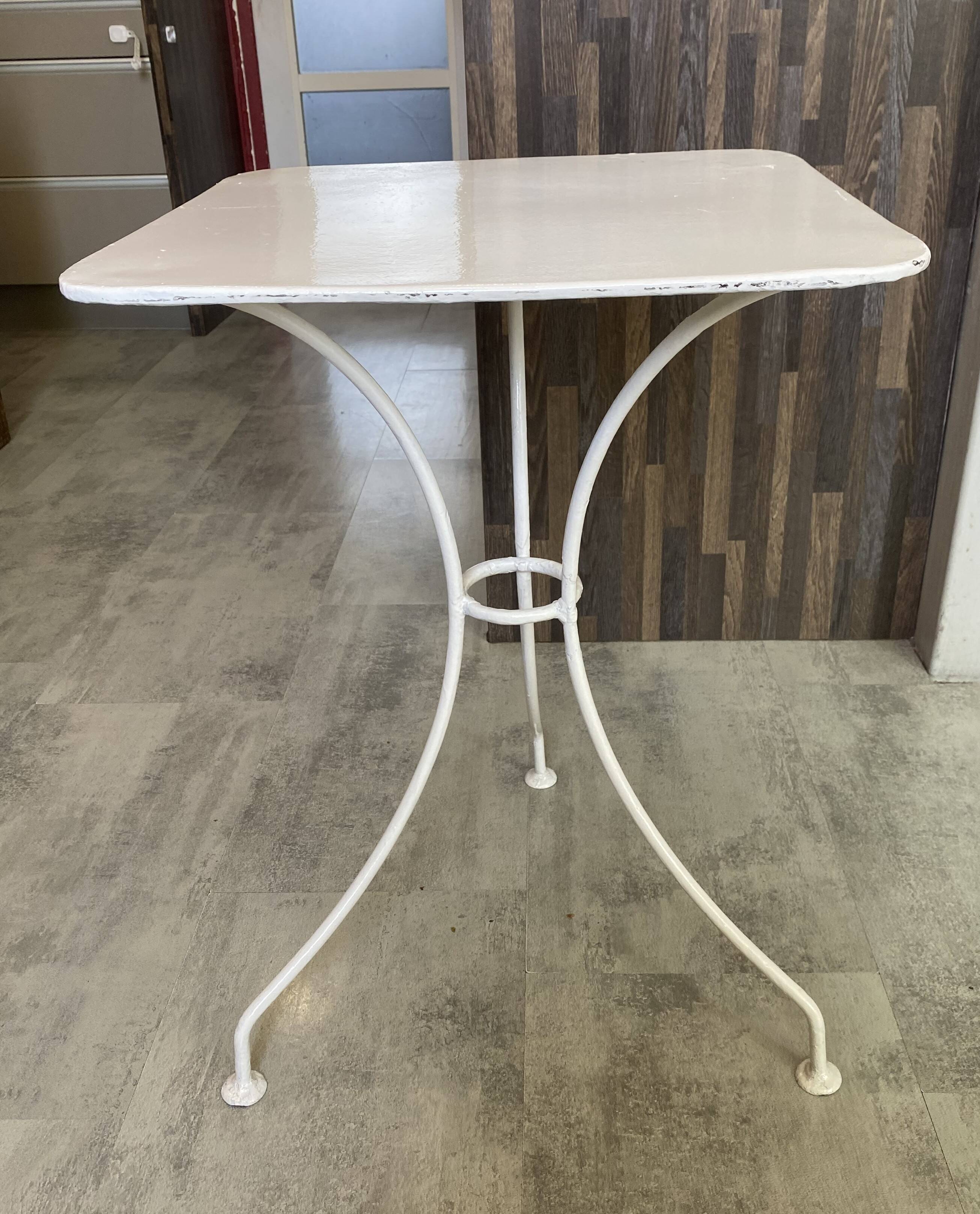 White square bistro table for bar café terrace garden metal 1950 white
