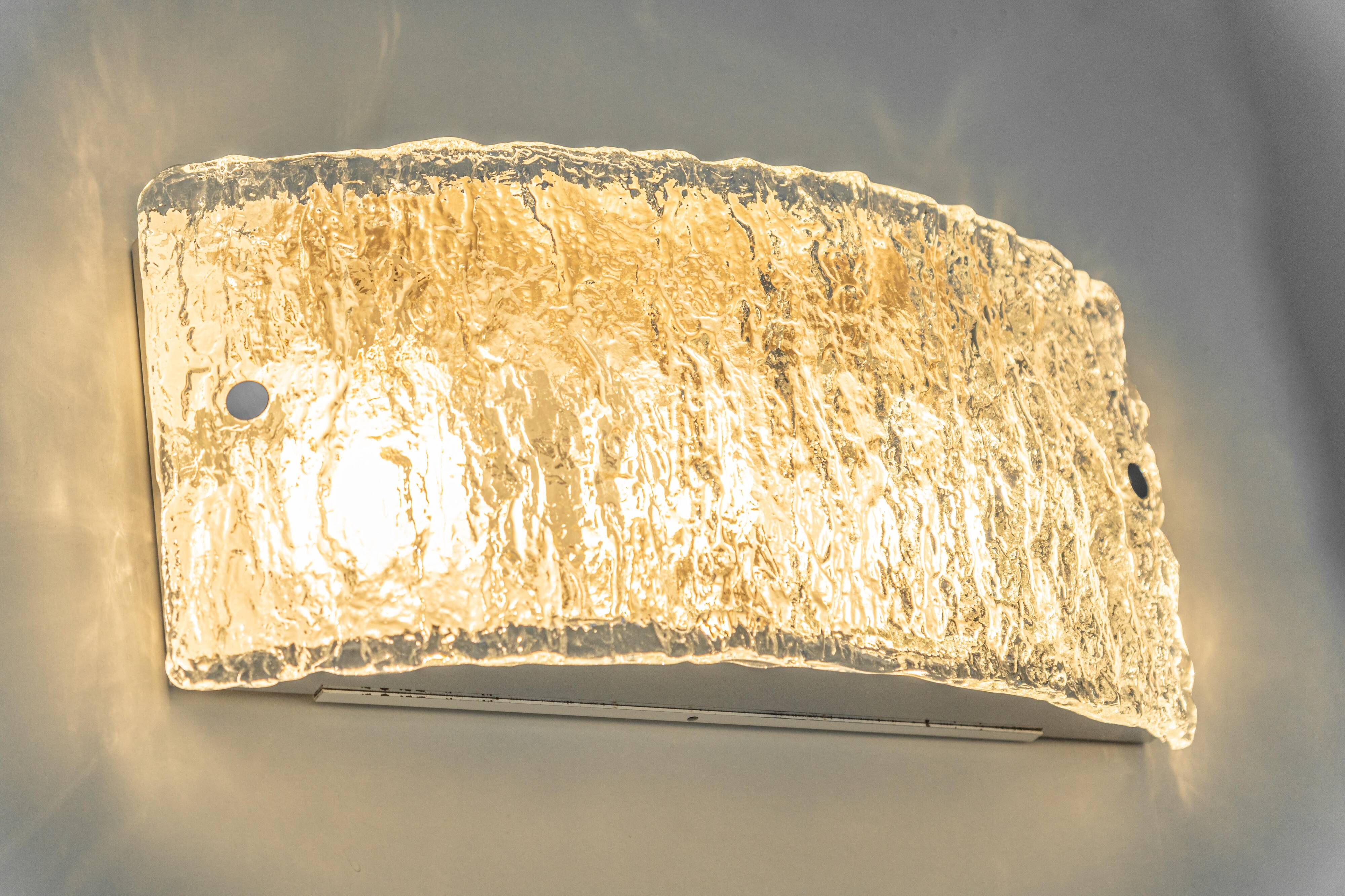 Simple Murano glass wall light by Kaiser, Germany, 1970s.