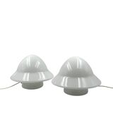 Space age Set of 2 opaline glass table Lamps, Italy 1970s