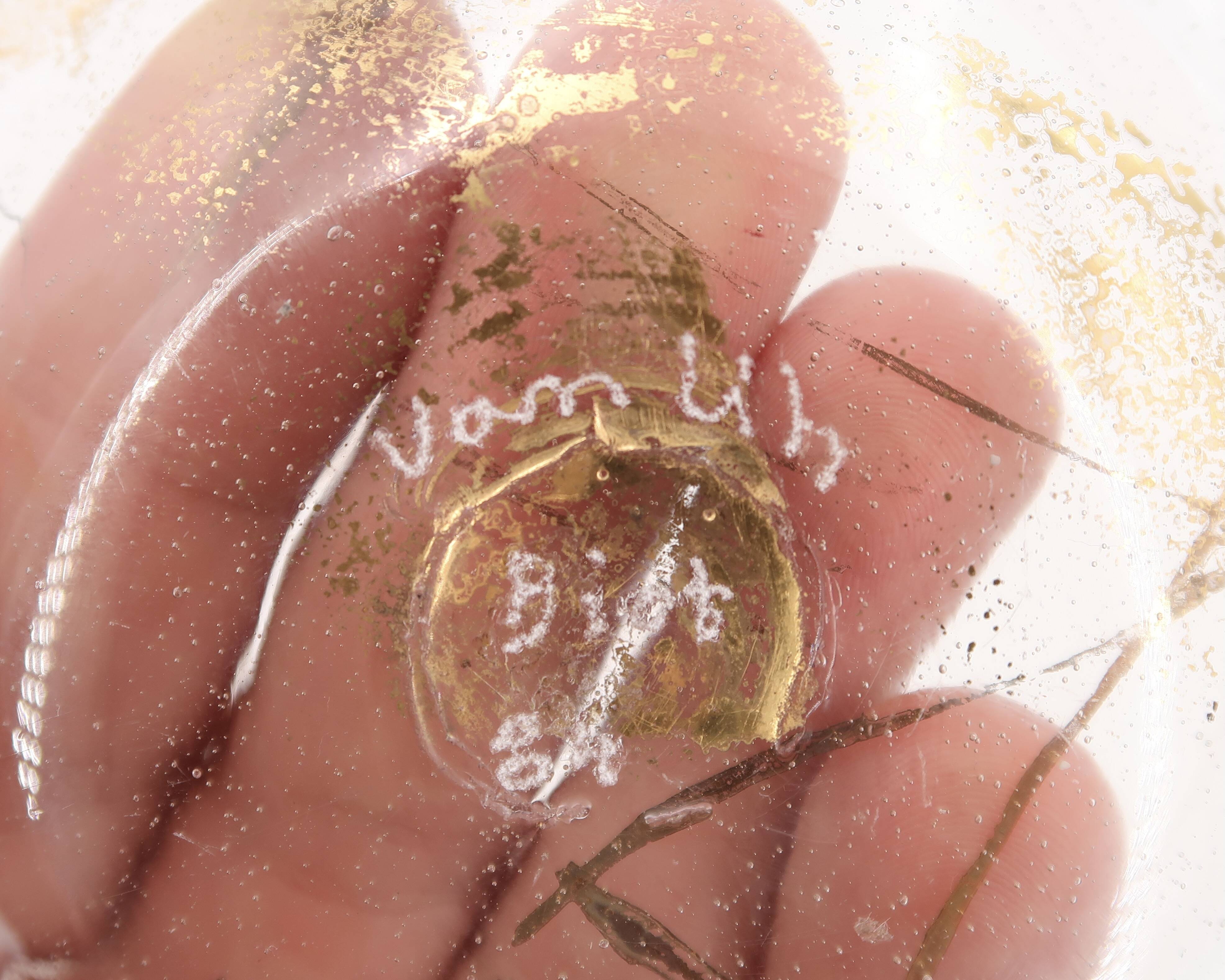 Glass pocket emptier by Jean Paul van Lith, Biot, 1980s