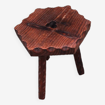 Rustic wooden tripod stool