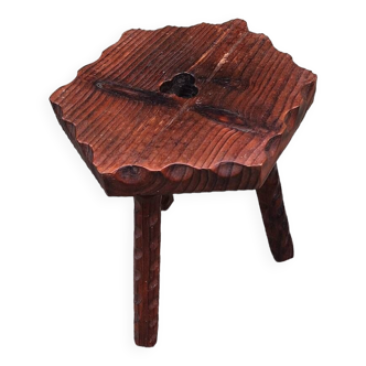 Rustic wooden tripod stool