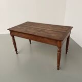 Walnut and pine drapery farmhouse table