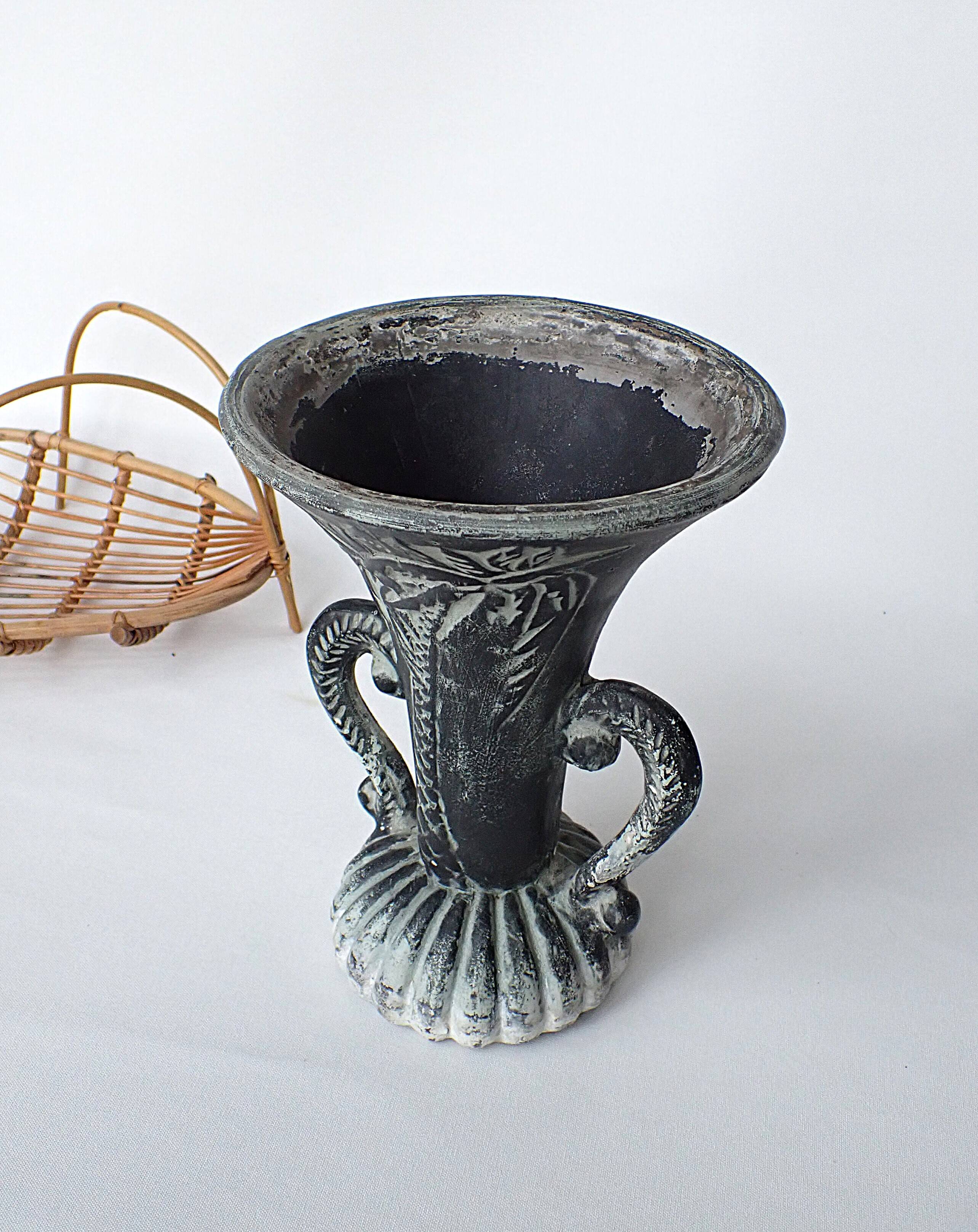 Baluster vase decorated with palm trees, 1950s style