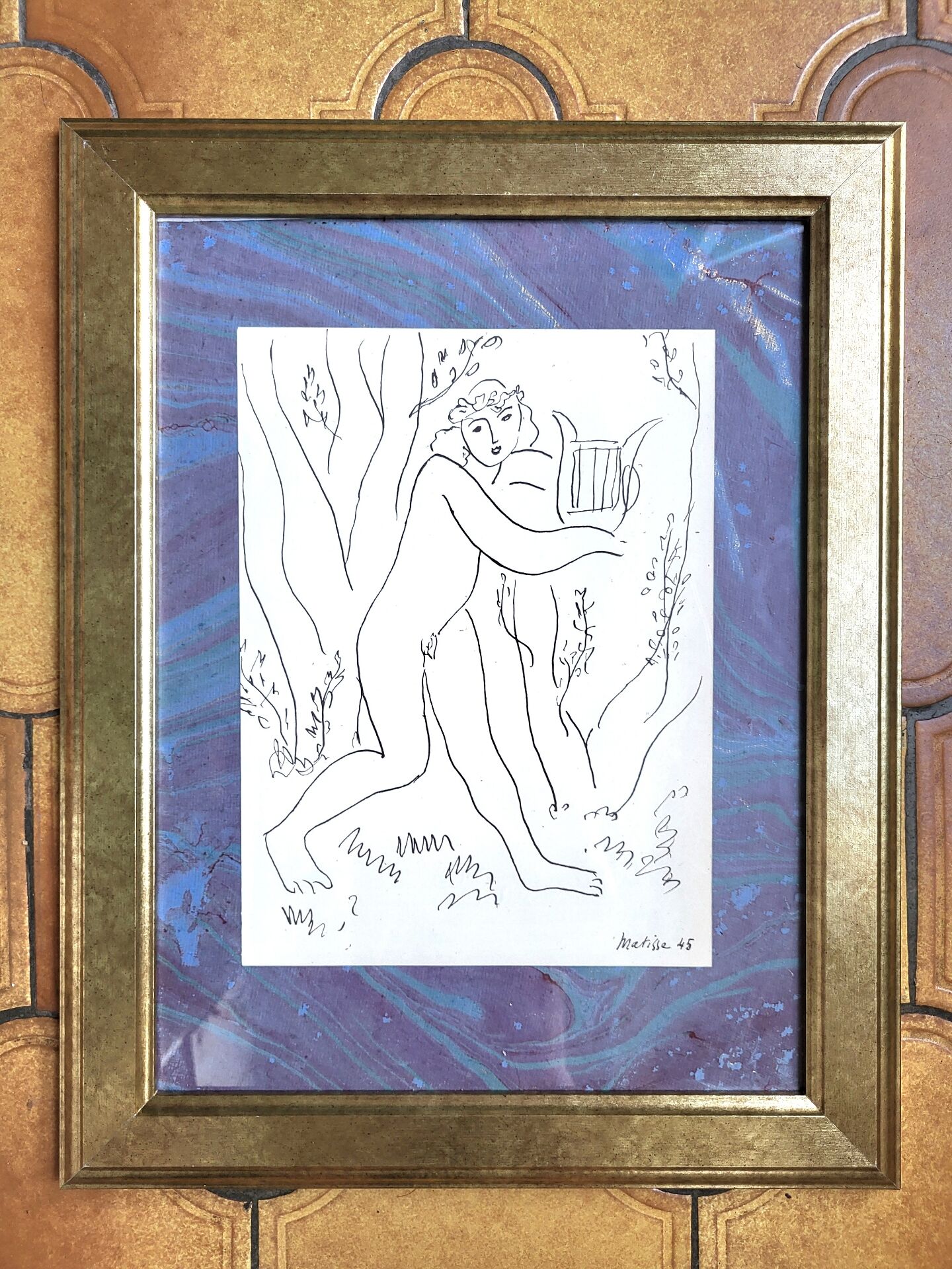 Framed table Lithograph Henri Matisse Orpheus Edition Mazenod 1945