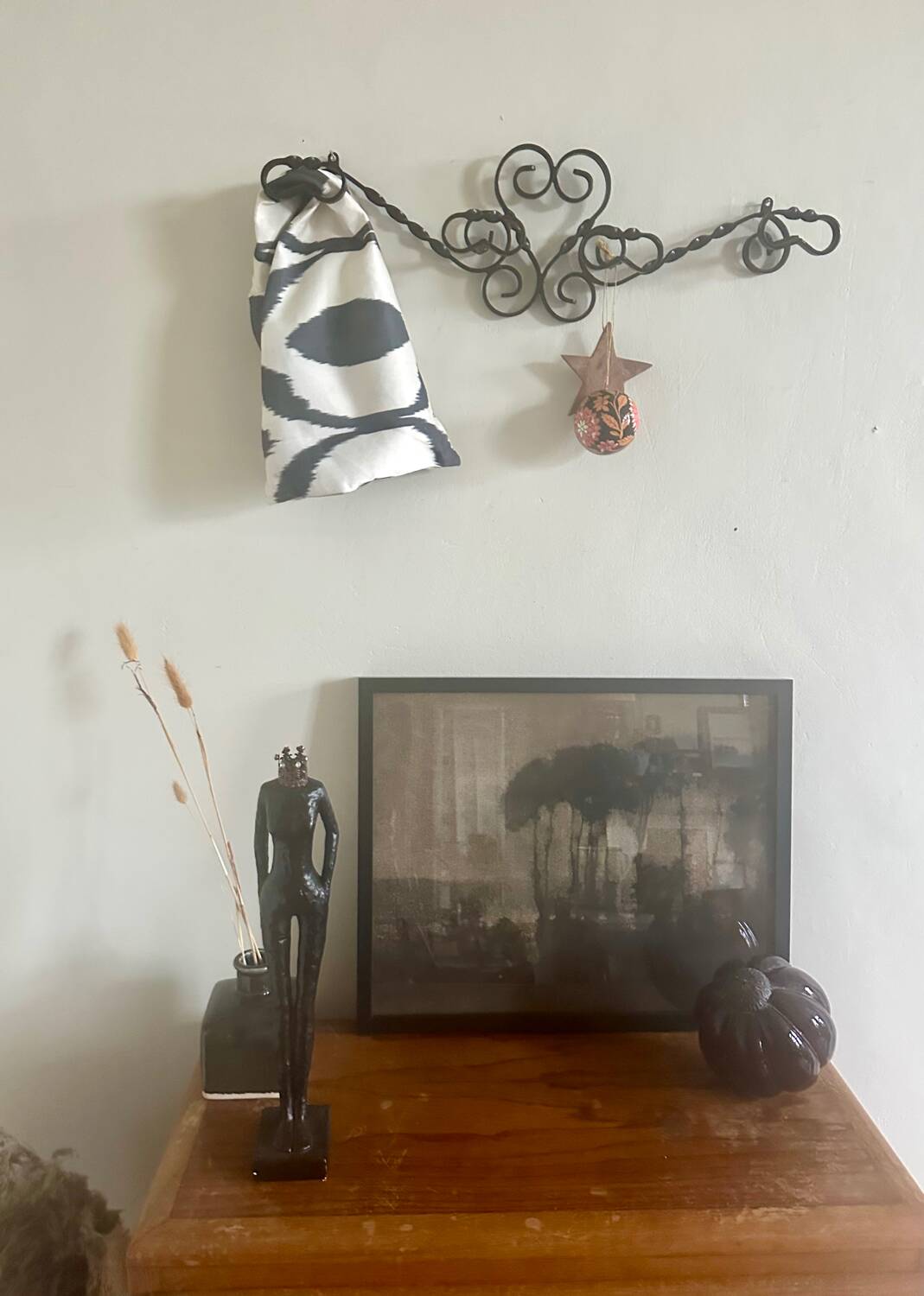 Old wrought iron coat rack