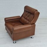 Fauteuil en cuir du milieu du siècle, années 1970